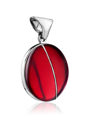 Luminous Silver Amber Oval Pendant The Sangria, image 