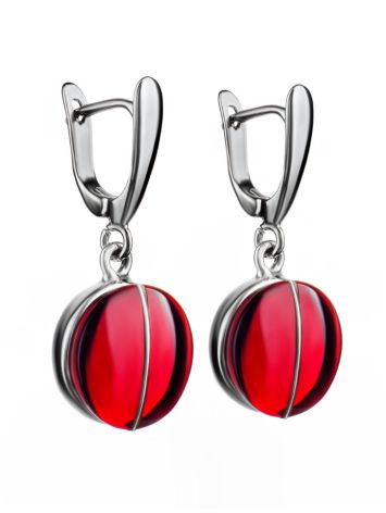 Stunning Silver Amber Dangle Earrings The Sangria, image 