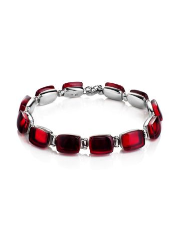 Stylish Red Amber Link Bracelet The Sangria, image 