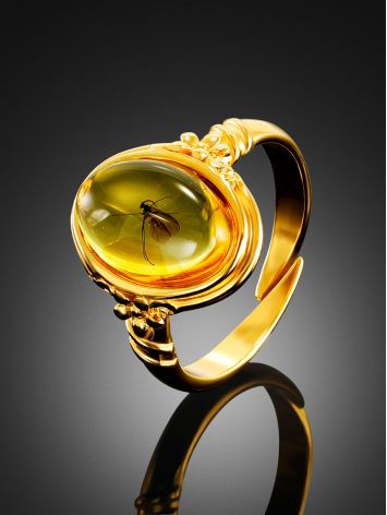 Amber Ring With Insect Inclusions The Clio, Ring Size: Adjustable, image , picture 2