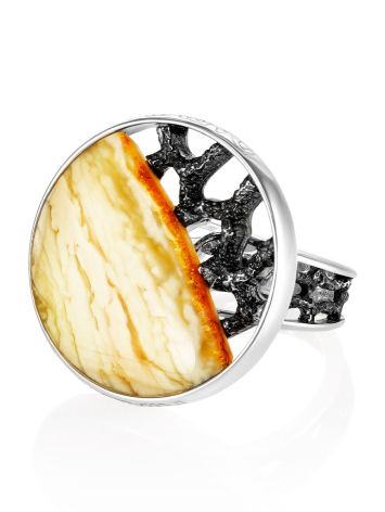 Adjustable Honey Amber Ring In Sterling Silver The Lava, Ring Size: Adjustable, image , picture 3