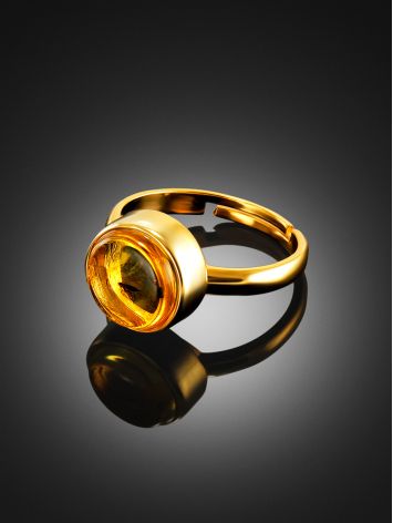 Amber Gold Plated Ring With Inclusions The Clio, Ring Size: Adjustable, image , picture 2