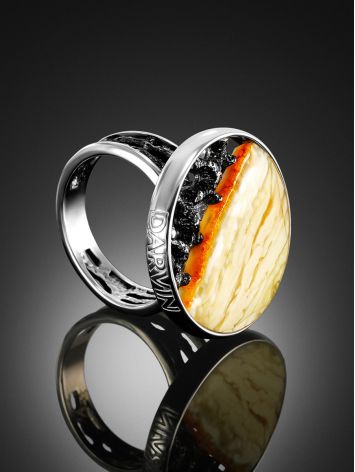 Adjustable Honey Amber Ring In Sterling Silver The Lava, Ring Size: Adjustable, image , picture 2