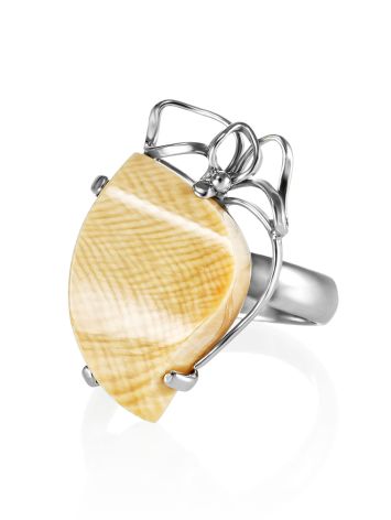 Silver Adjustable Handcrafted Ring With Mammoth Tusk The Era, Ring Size: Adjustable, image , picture 3
