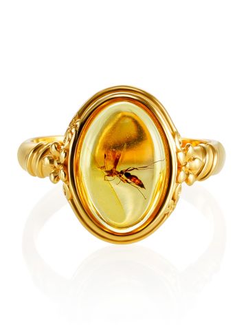 Amber With Inclusions Ring In Gold Plated Silver The Clio, Ring Size: Adjustable, image , picture 4