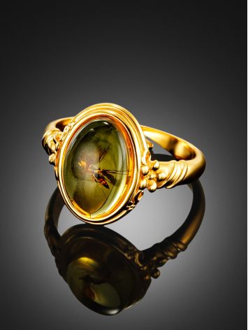 Amber With Inclusions Ring In Gold Plated Silver The Clio, Ring Size: Adjustable, image , picture 2