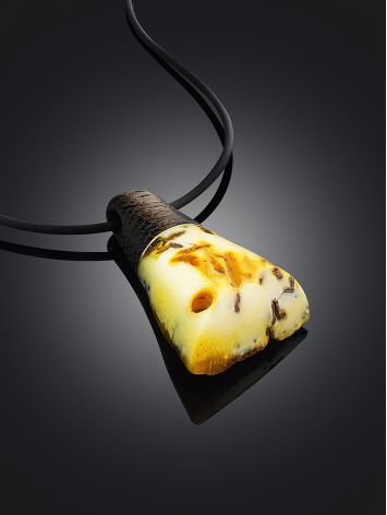 Wooden Pendant With Honey Amber The Indonesia, image , picture 2