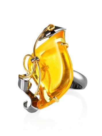Handcrafted Amber Ring In Gold-Plated Silver The Rialto, Ring Size: Adjustable, image , picture 3