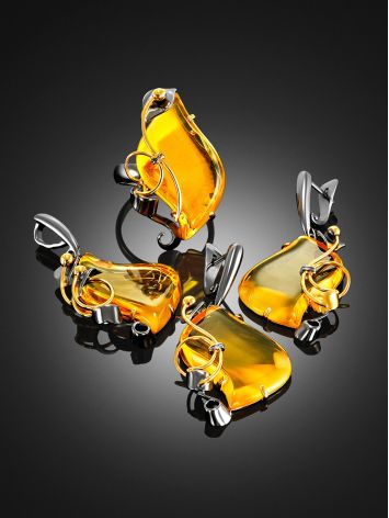 Handcrafted Amber Ring In Gold-Plated Silver The Rialto, Ring Size: Adjustable, image , picture 4