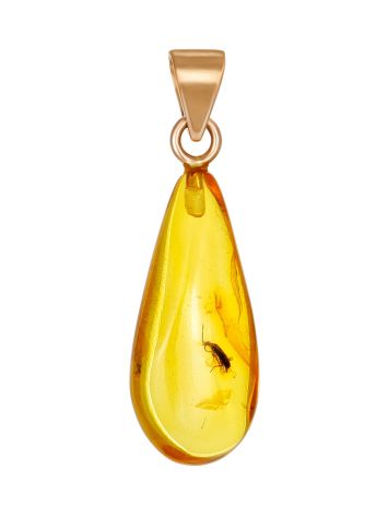 Drop Amber Pendant In Gold With Inclusions The Clio, image 
