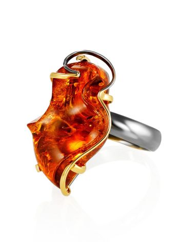 Adjustable Amber Ring In Gold-Plated Silver The Rialto, Ring Size: Adjustable, image , picture 3
