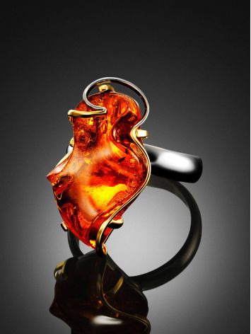 Adjustable Amber Ring In Gold-Plated Silver The Rialto, Ring Size: Adjustable, image , picture 2