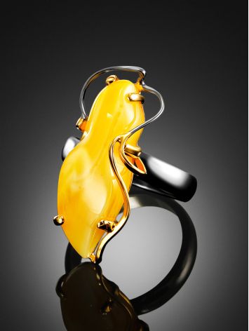 Handcrafted Amber Ring In Gold The Rialto, Ring Size: Adjustable, image , picture 2