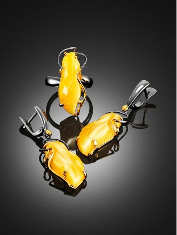 Handcrafted Amber Ring In Gold The Rialto, Ring Size: Adjustable, image , picture 4