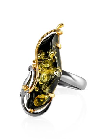 Handcrafted Amber Ring In Gold-Plated Silver The Rialto, Ring Size: Adjustable, image , picture 3