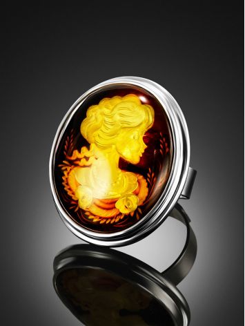 Adjustable Ring With Lemon Amber In Sterling Silver The Nymph, Ring Size: Adjustable, image , picture 2
