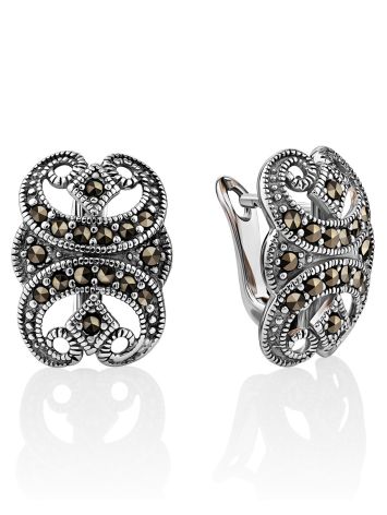 Fabulous Silver Marcasite Earrings The Lace, image 