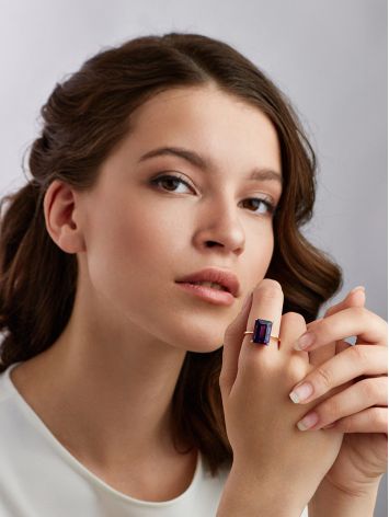 Ultra Stylish Baguette Cut Amethyst Ring, Ring Size: 9 / 19, image , picture 3