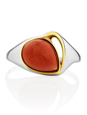 Sleek Gilded Silver Coral Ring, Ring Size: 7 / 17.5, image , picture 4