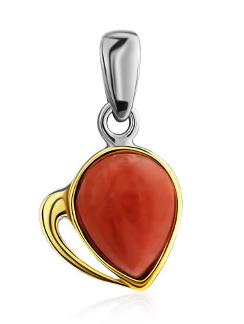 Sleek Gilded Silver Coral Pendant, image 