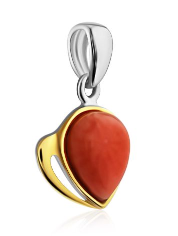 Sleek Gilded Silver Coral Pendant, image , picture 4