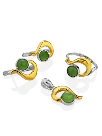 Sleek Gilded Silver Jade Pendant, image , picture 5