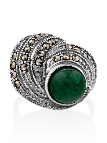 Chic Silver Reconstituted Malachite Ring The Lace, Ring Size: 6.5 / 17, image , picture 4