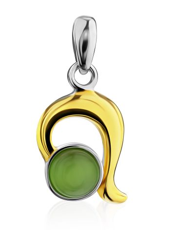 Sleek Gilded Silver Jade Pendant, image 
