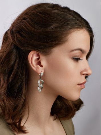 Chic Silver Marcasite Dangle Earrings The Lace, image , picture 3