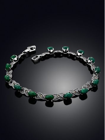 Elegant Silver Reconstituted Malachite Bracelet With Marcasites The Lace, image , picture 2
