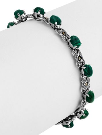 Elegant Silver Reconstituted Malachite Bracelet With Marcasites The Lace, image , picture 4