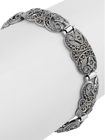 Gorgeous Silver Marcasite Bracelet The Lace, Length: 18, image , picture 3