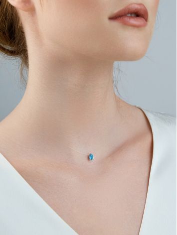 Invisible Necklace With Light Blue Drop Crystal The Aurora, image , picture 3