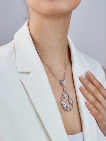 Shimmering Drop Shaped Silver Crystal Pendant, image , picture 3