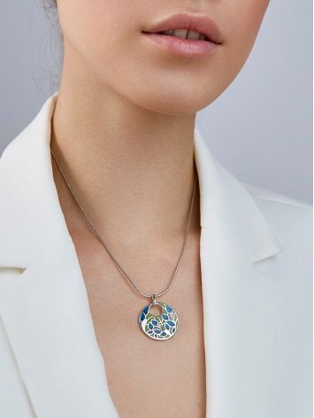 Flat Round Enamel Pendant With Crystals, image , picture 3