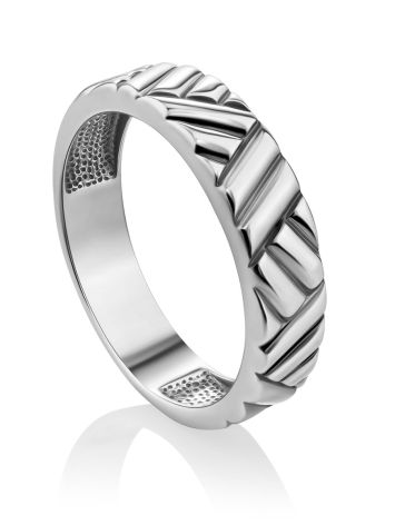 Geometric Design Silver Ring, Ring Size: 7 / 17.5, image 