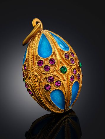 Shimmering Gilded Silver Egg Pendant With Enamel And Crystals The Romanov, image , picture 2