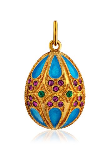 Shimmering Gilded Silver Egg Pendant With Enamel And Crystals The Romanov, image 