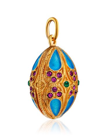 Shimmering Gilded Silver Egg Pendant With Enamel And Crystals The Romanov, image , picture 3