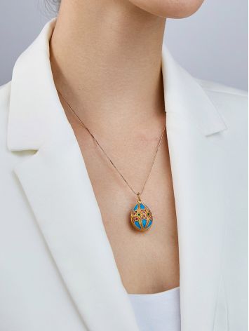 Shimmering Gilded Silver Egg Pendant With Enamel And Crystals The Romanov, image , picture 4