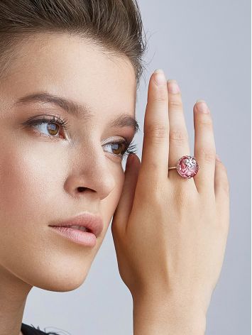 Lustrous Pinkish Crystal Ring, Ring Size: 6 / 16.5, image , picture 3