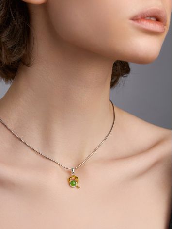 Sleek Gilded Silver Jade Pendant, image , picture 3