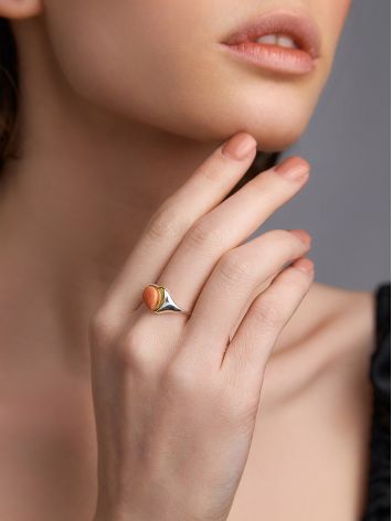 Sleek Gilded Silver Coral Ring, Ring Size: 7 / 17.5, image , picture 3