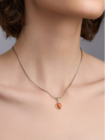 Sleek Gilded Silver Coral Pendant, image , picture 3