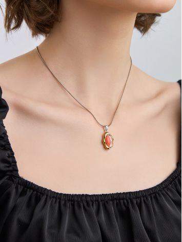 Floral Design Gilded Silver Coral Pendant, image , picture 3