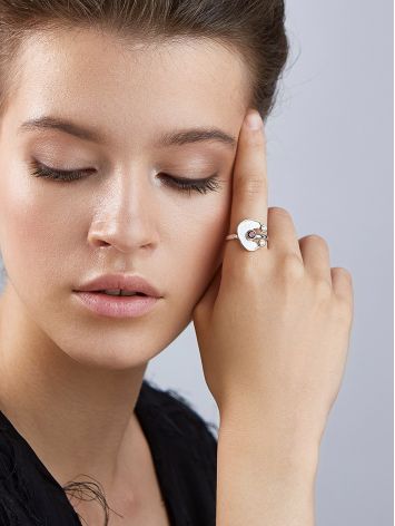 Futuristic Design Silver Garnet Ring, Ring Size: 9.5 / 19.5, image , picture 3