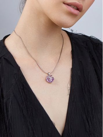Silver Pendant With Dazzling Violet Crystal, image , picture 4