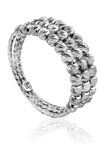 Stylish Silver Beaded Ring The Sparkling, Ring Size: 7 / 17.5, image 