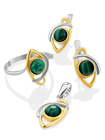 Bicolor Silver Malachite Pendant, image , picture 4