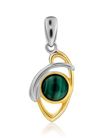 Bicolor Silver Malachite Pendant, image 